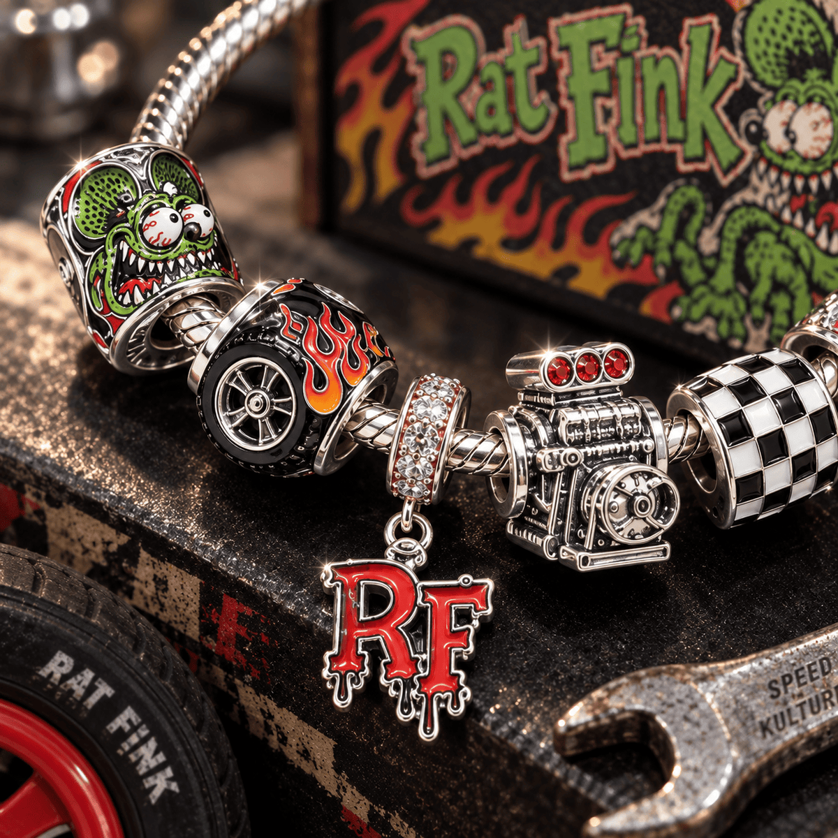 RFK Silver Charm Bracelet Set VTH
