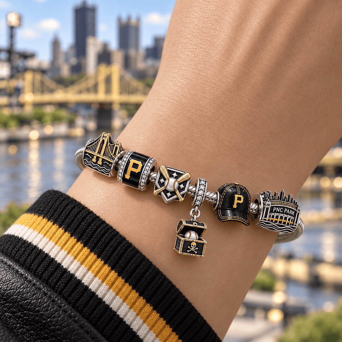 PITTS Silver Charm Bracelet Set PTT