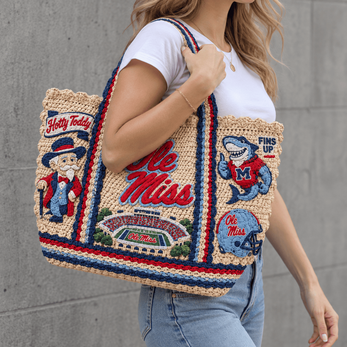 OMR Straw-Style Embellished Tote Bag HTTT
