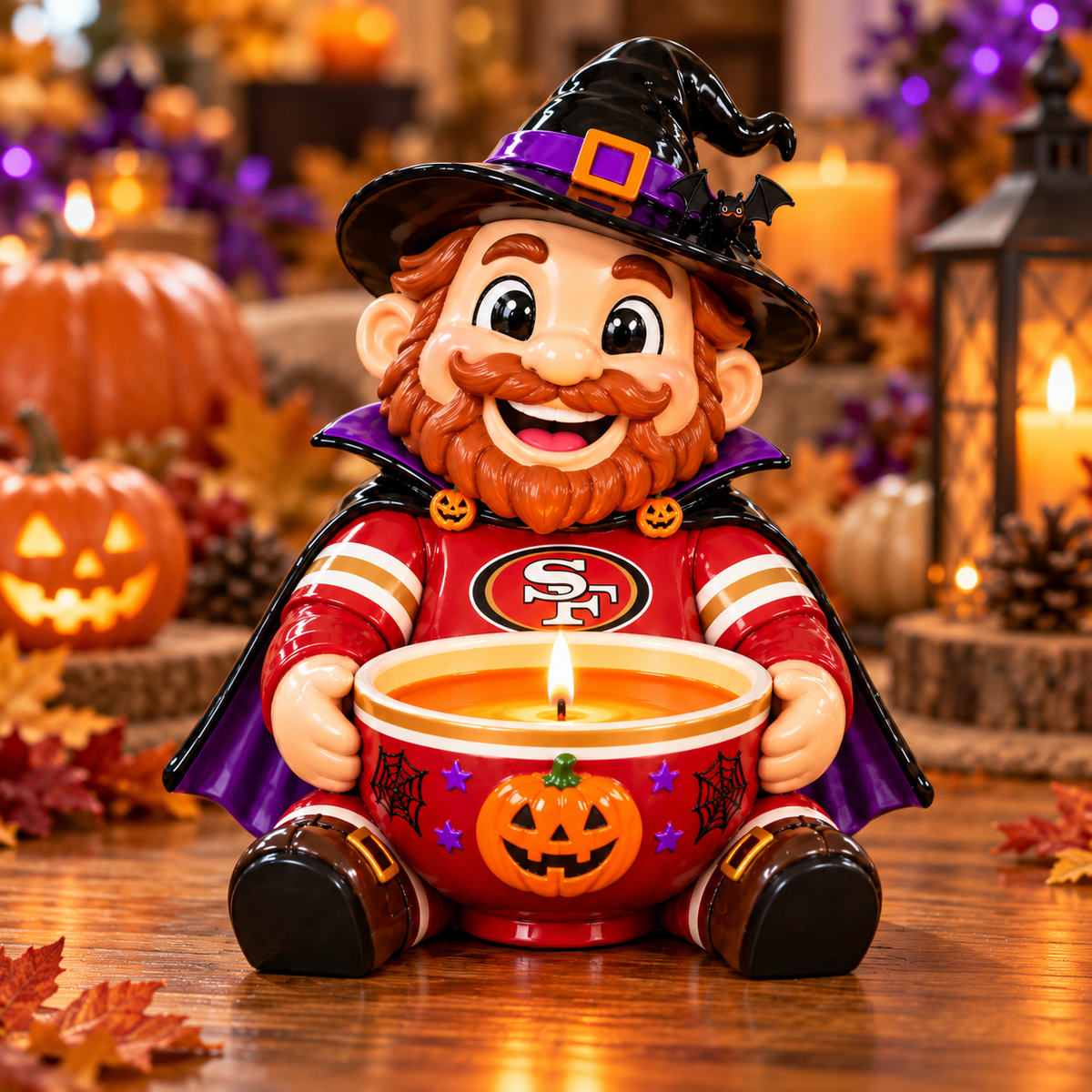 SF49 Halloween Candle Holder – Spooky Game Day Decor PNPA