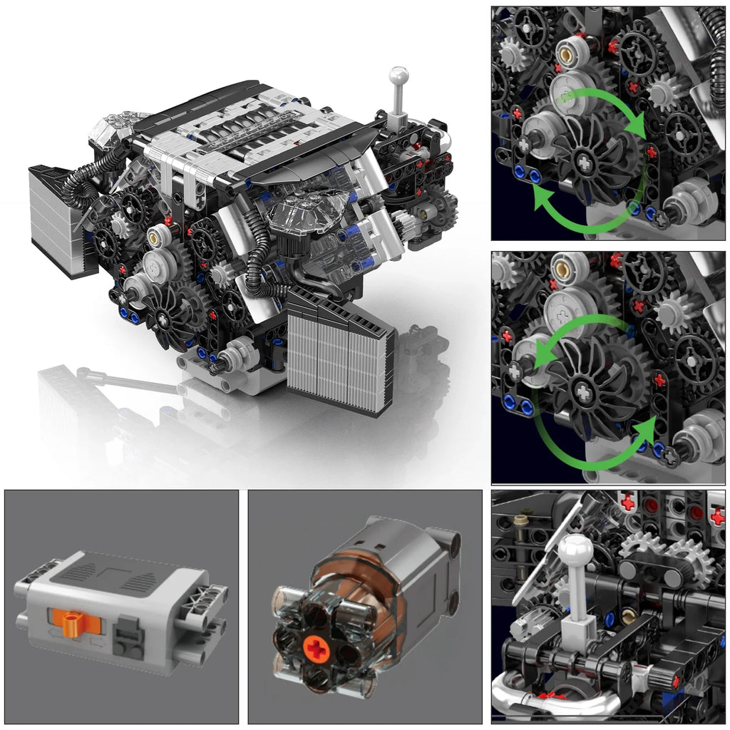 Mould King 10230 W12 Car Engine Model Bricks Kit Assembly Building Blocks Toy Technical Motor Power Set for Adults Kids Gift