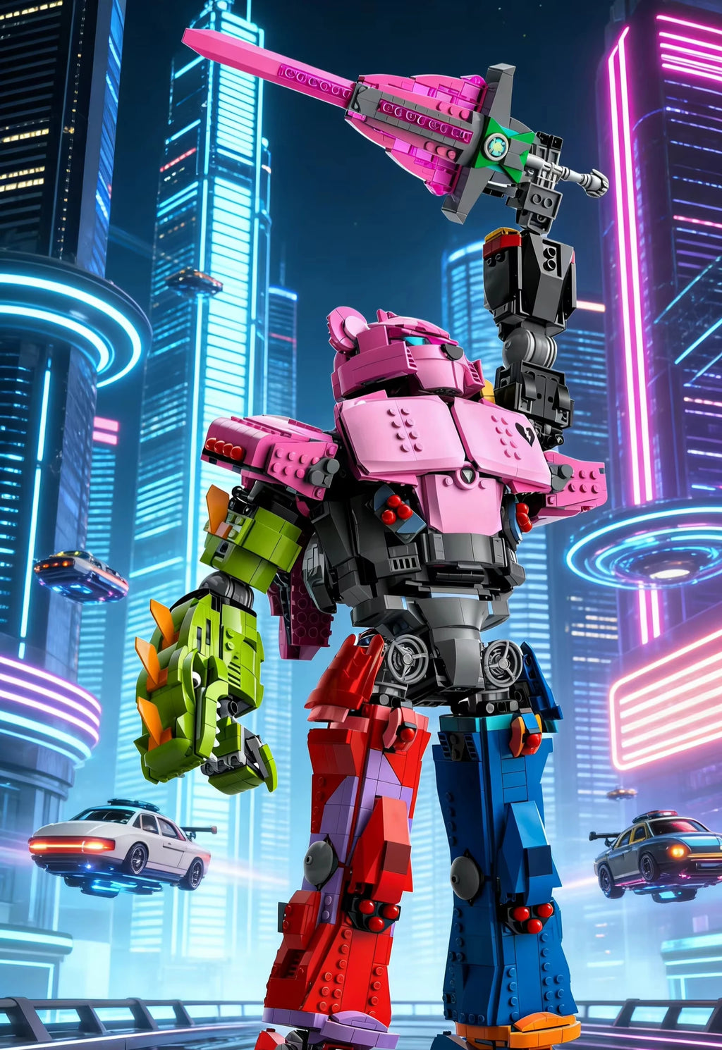 2026 hot-selling hero Mecha team building block assembly robot leader model toy boy children christmas birthday gift