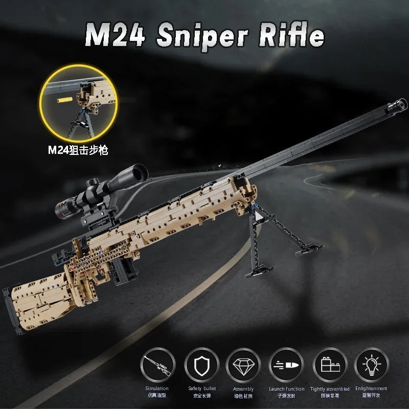 M24 Sniper Rifle Model Building Blocks Kit Shooting Toy Gun Military Series  Educational Assembly Brick DIY Holiday Gift
