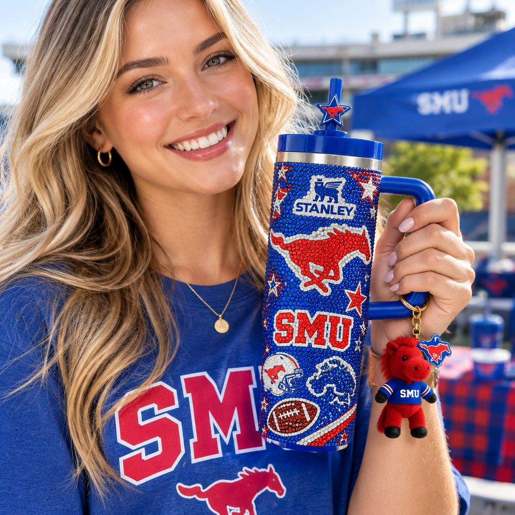 SMU Mustangs 40oz Tumbler With Handle TTNL